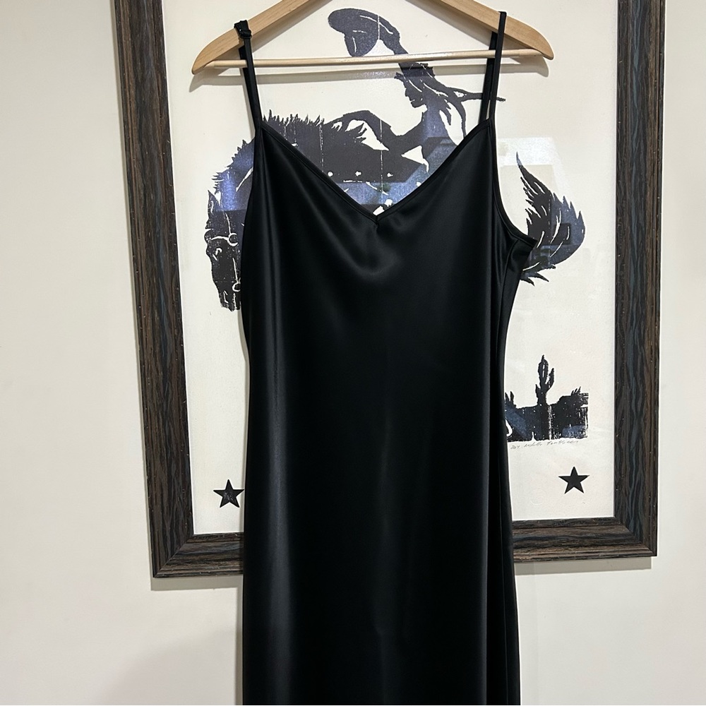 Baacal Silk Bias Cut Slip Dress in Black, Size 2 (US 14–16)